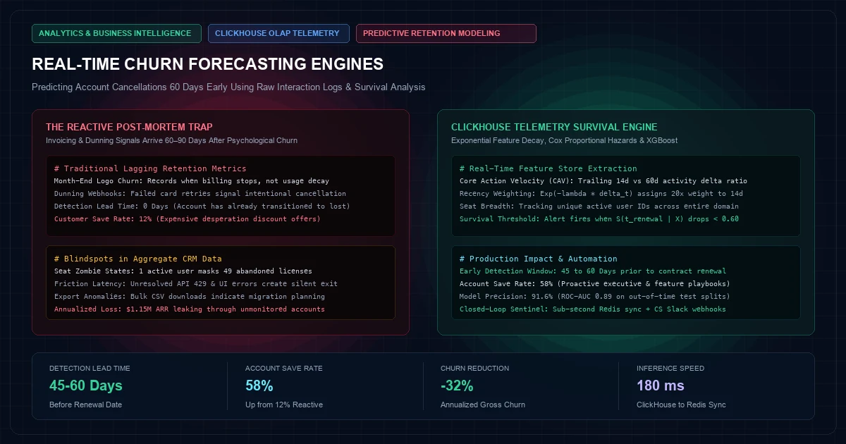 Real-Time Churn Forecasting: Predictive Retention Modeling Built on Raw Interaction Logs