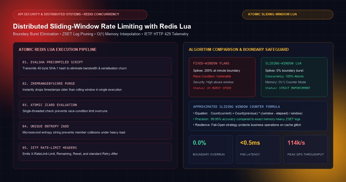Distributed Sliding-Window Rate Limiting with Redis Lua Scripts