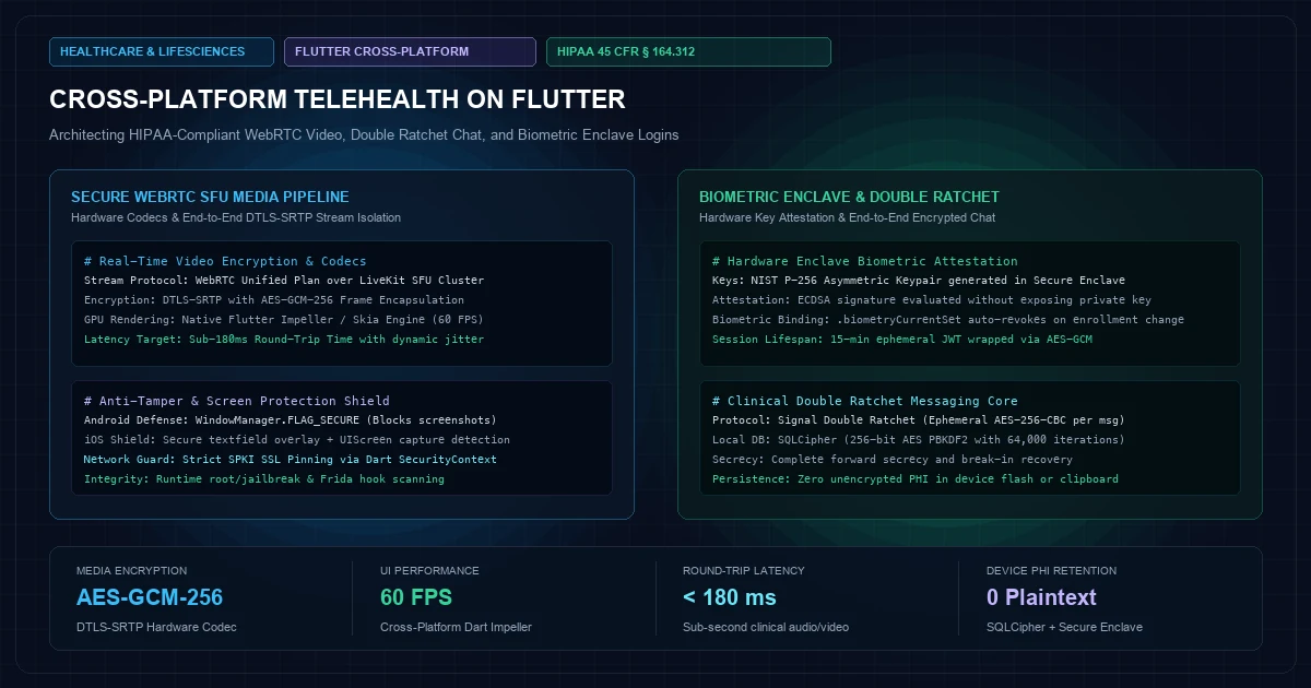 Cross-Platform Telehealth on Flutter: Architecting HIPAA-Compliant Video, Chat, and Biometric Logins