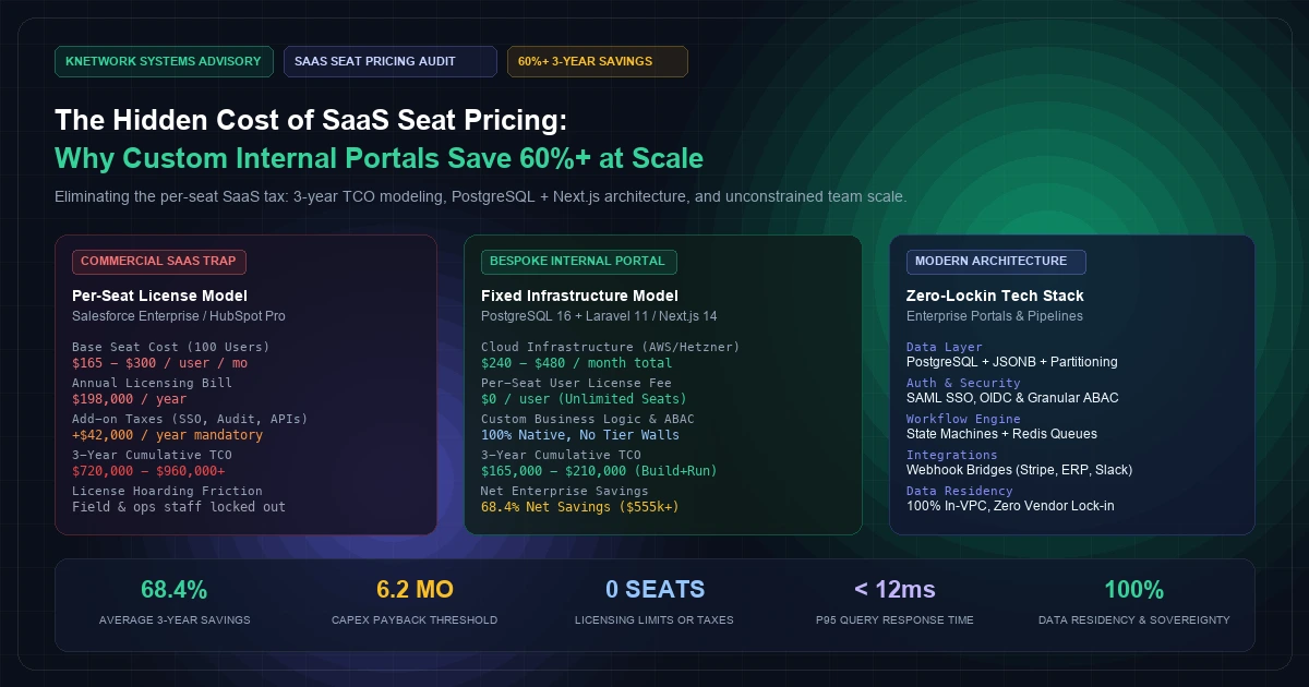 The Hidden Cost of SaaS Seat Pricing: Why Custom Internal Portals Save 60%+ at Scale