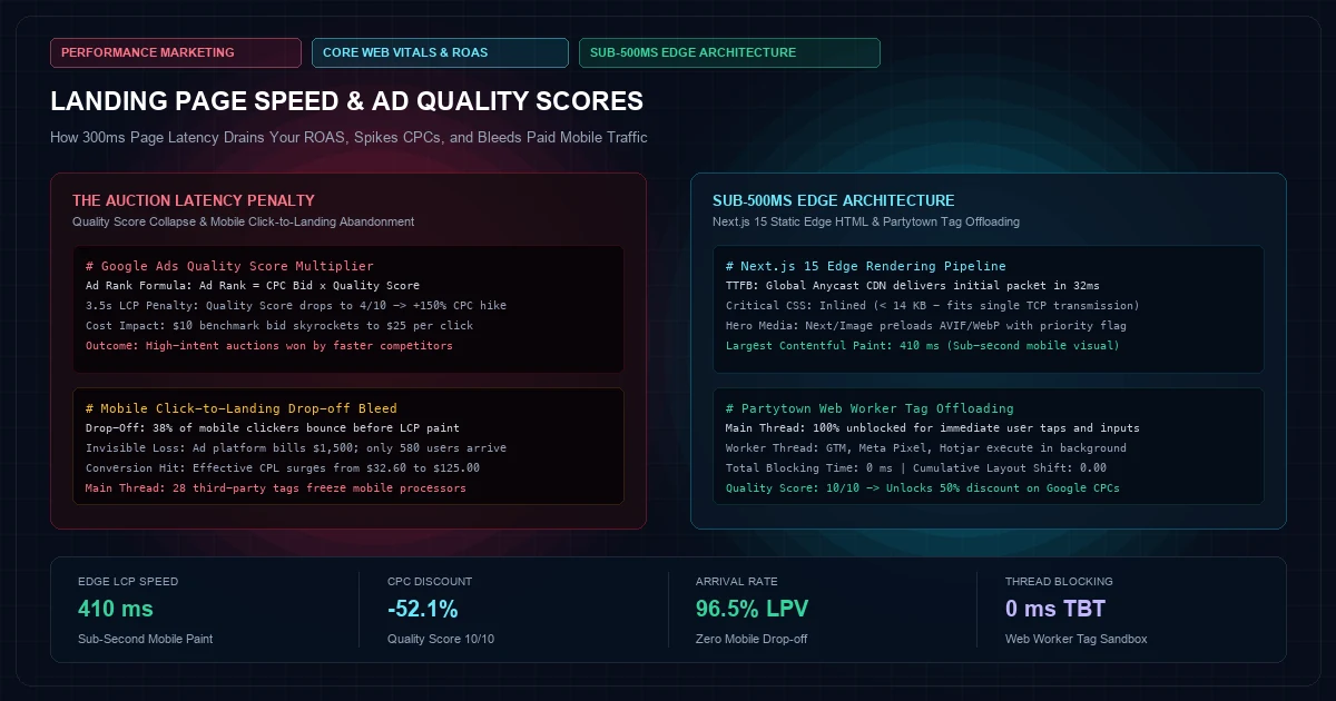 Landing Page Speed & Ad Quality Scores: How 300ms Page Latency Drains Your ROAS