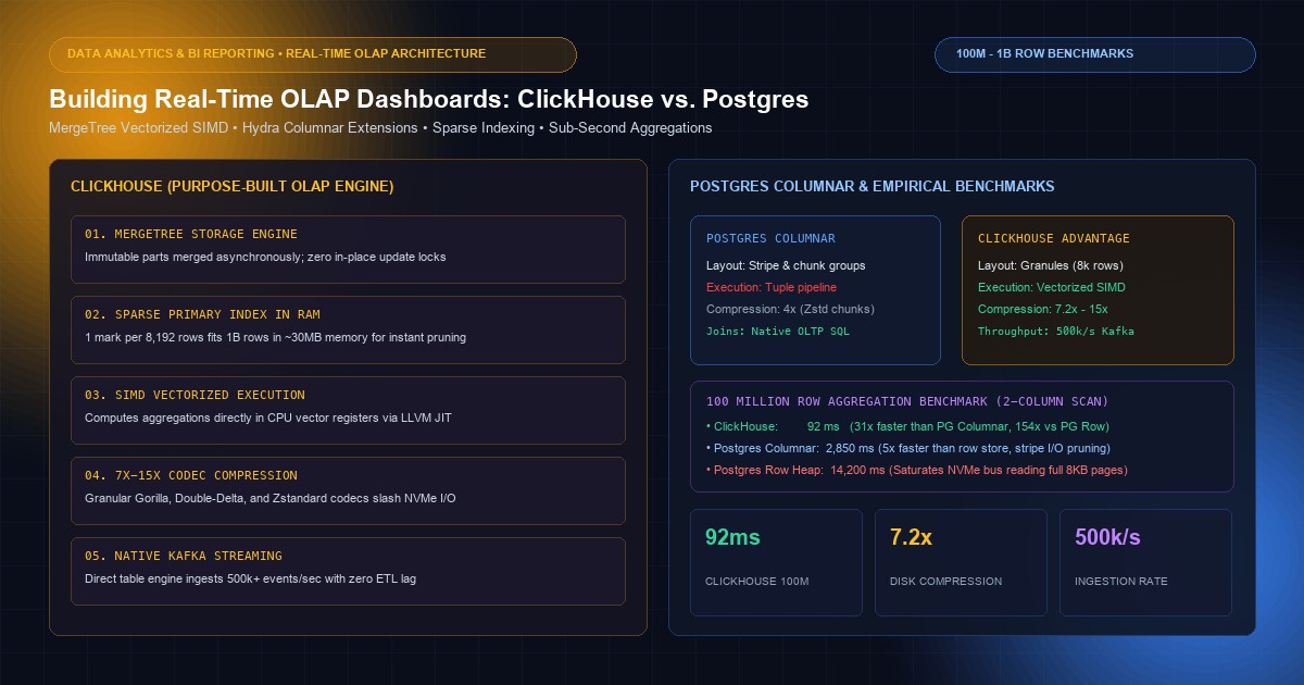 Building Real-Time OLAP Dashboards: ClickHouse vs. PostgreSQL Columnar Store